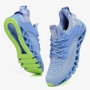 TSIODFO light blue and neon green sneakers